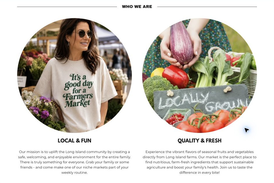 v2 Who we are section with two circular images and supporting text