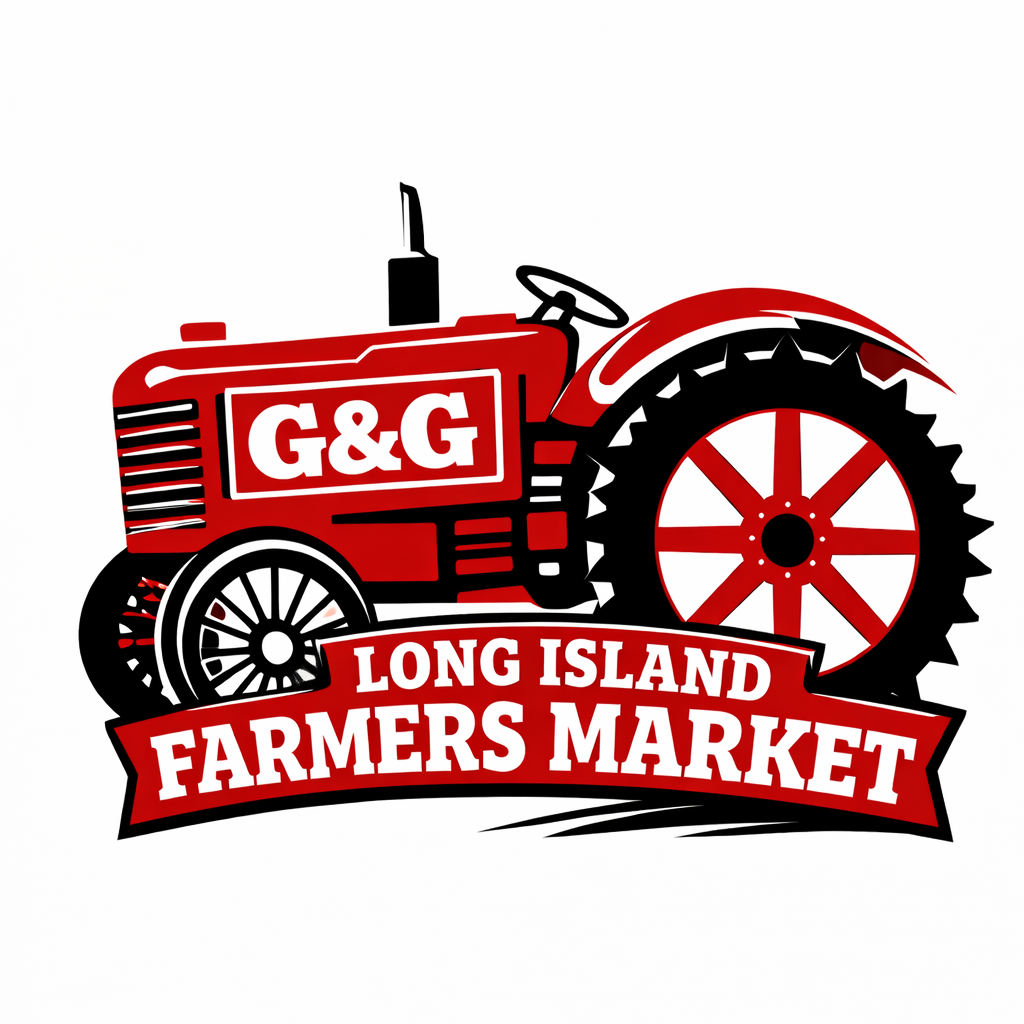 Refreshed red tractor with integrated Long Island Farmers Market banner